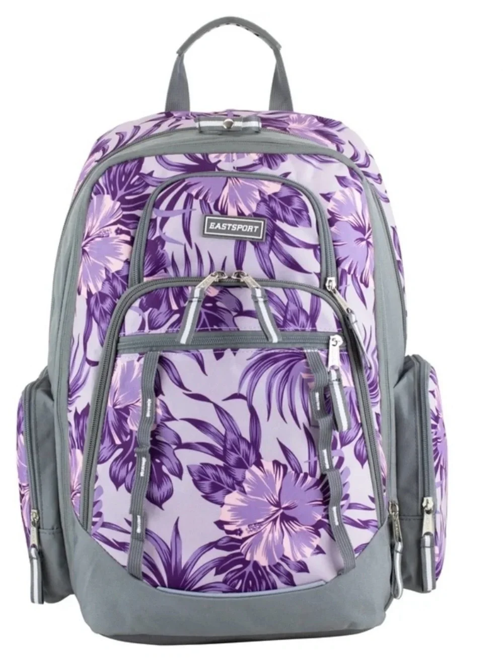 Eastsport Purple Floral Backpack with Grey Accents